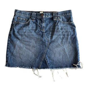 Denim Mini Skirt Size 32 Raw Hem Jean Skirt Casual 100% Cotton J Crew